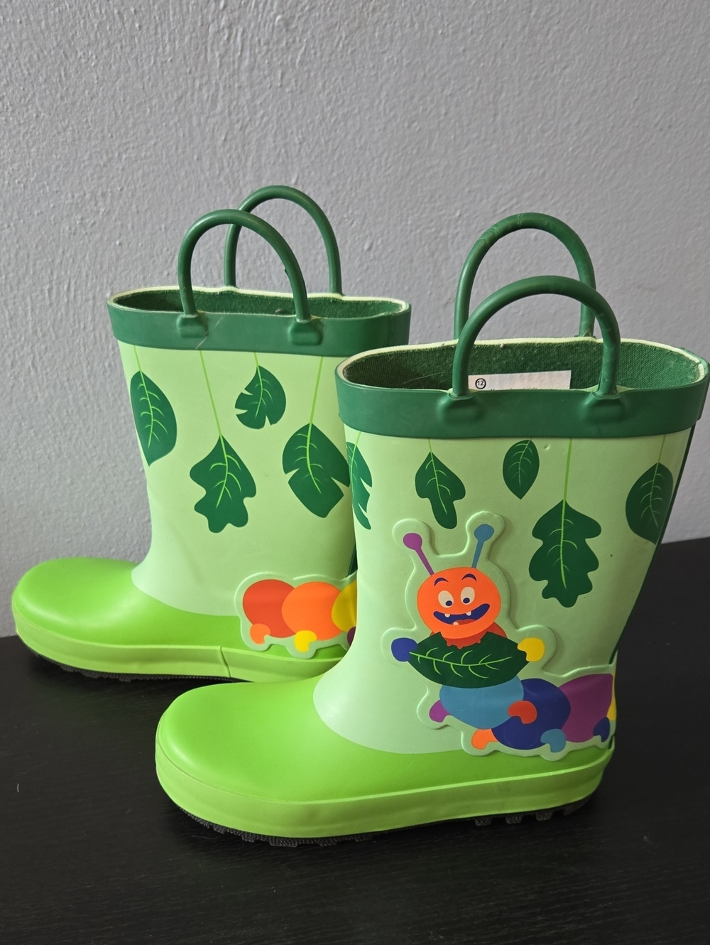 Cat & Jack Green Leaf Caterpillar Rain Boots